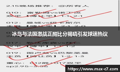 冰岛与法国激战正酣比分揭晓引发球迷热议